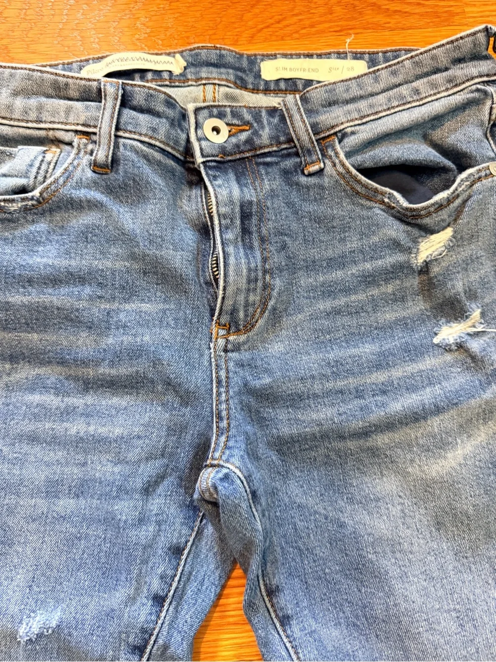 Pilcro and the Letterpress Medium Blue Slim Boyfriend Jeans